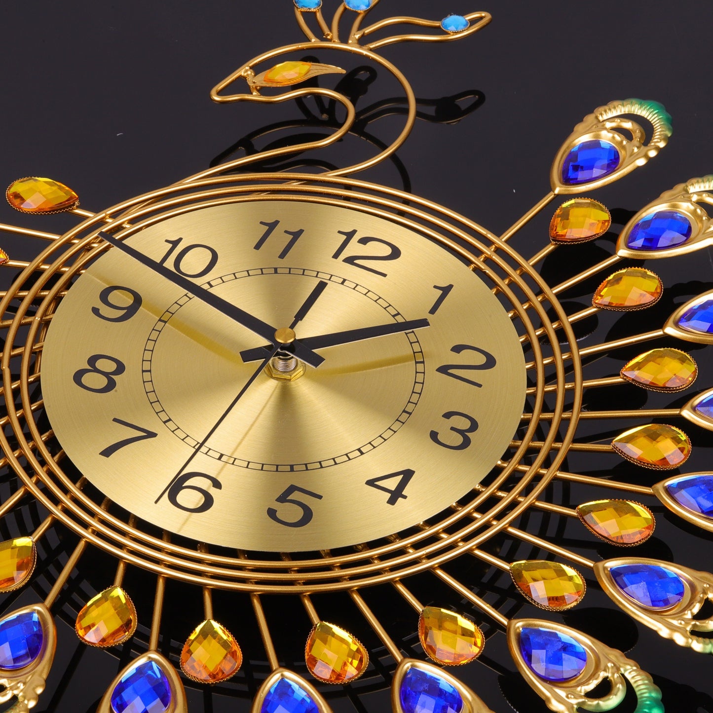 Peacock Shaped Wall Clock Living Room Decor Art Timepiece