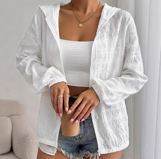 Solid Color Casual Zipper Long Sleeve