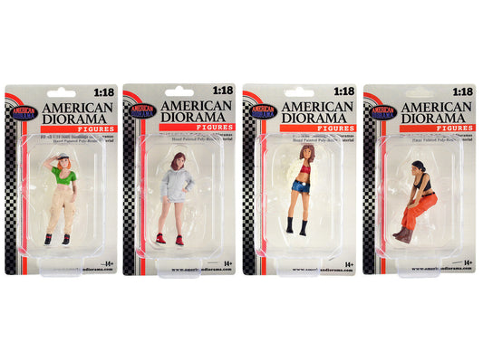 "Hip Hop Girls" 4 Piece Figure Set for 1/18 Scale Models by American Diorama