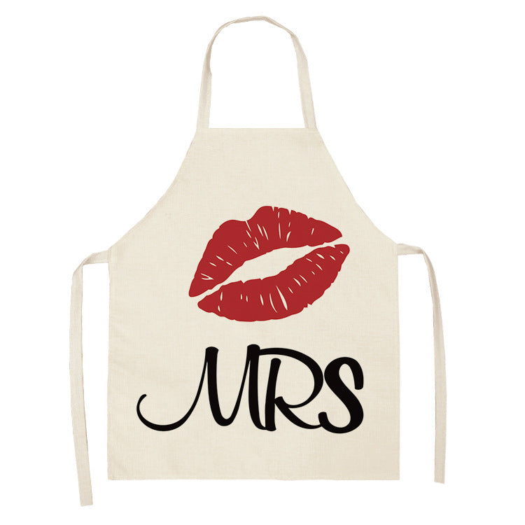 Letter Linen Apron Kitchen Stain-resistant Sleeveless Coverall