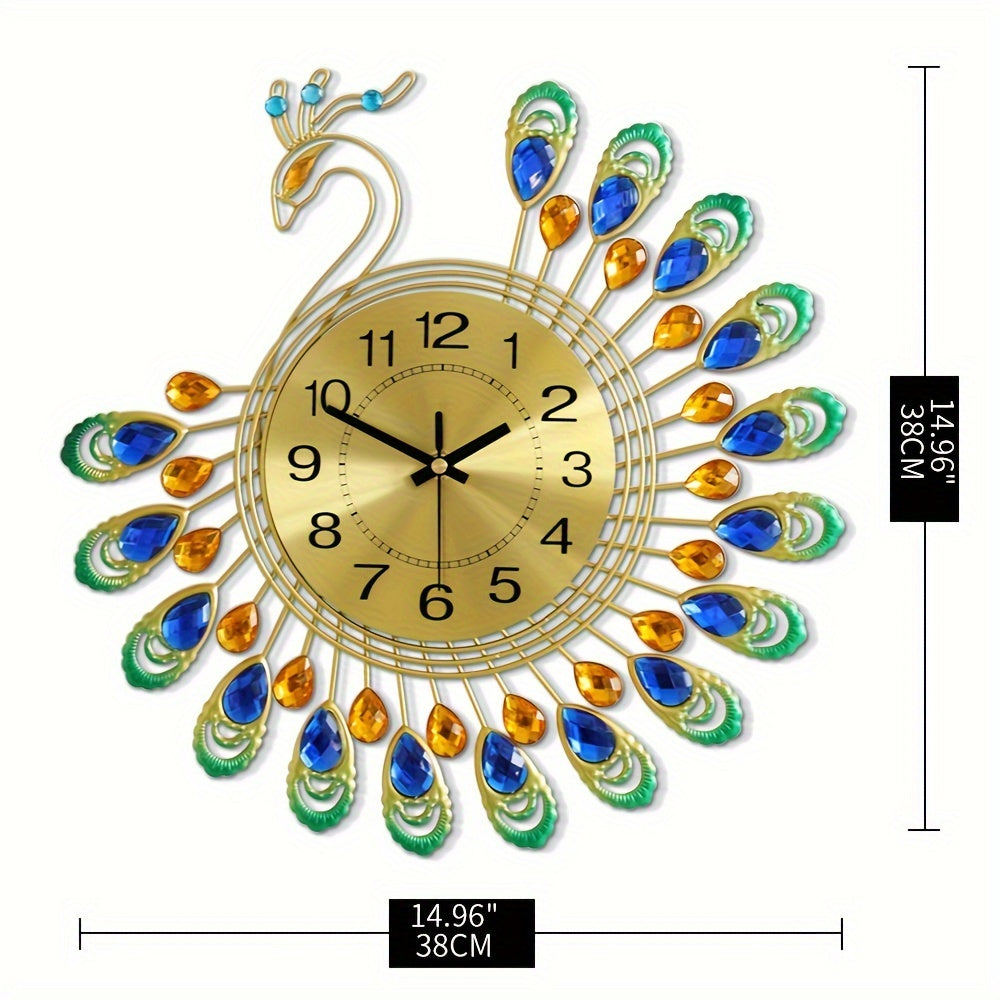 Peacock Shaped Wall Clock Living Room Decor Art Timepiece