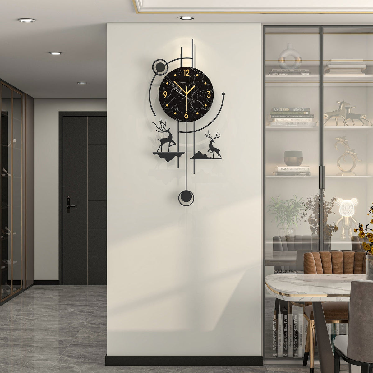 Modern Abstract Wall Clock Metal Decorative Pendulum Home Decor Design