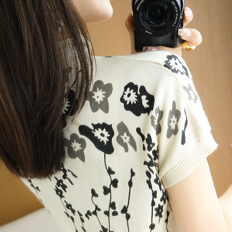 Women's 100% Cotton Floral Basic T-Shirt