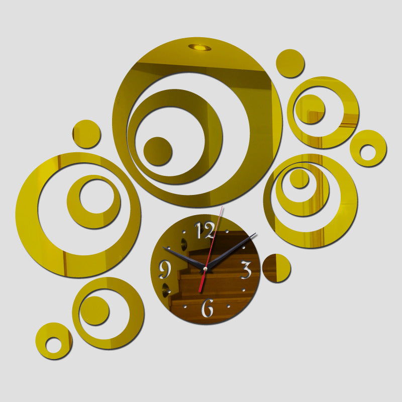 Creative Diy Circle Mirror Clock Wall Sticker