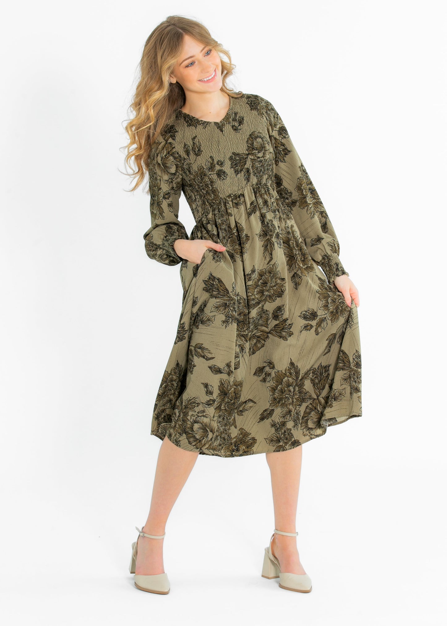 Aleeyah Smocked Midi Dress