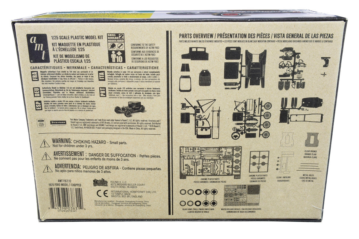 Skill 2 Model Kit 1925 Ford Model T "Chopped" Set of 2 pieces 1/25 Scale Model by AMT