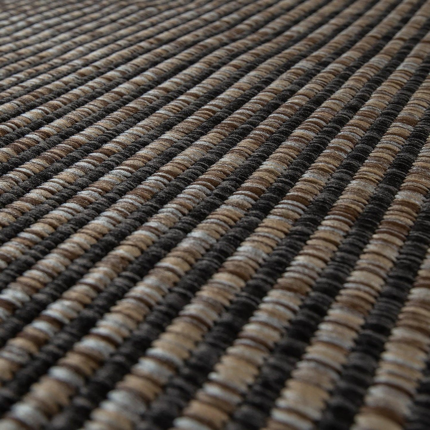 Bordered Outdoor Rug Stilo Rustic Design - Grey Brown