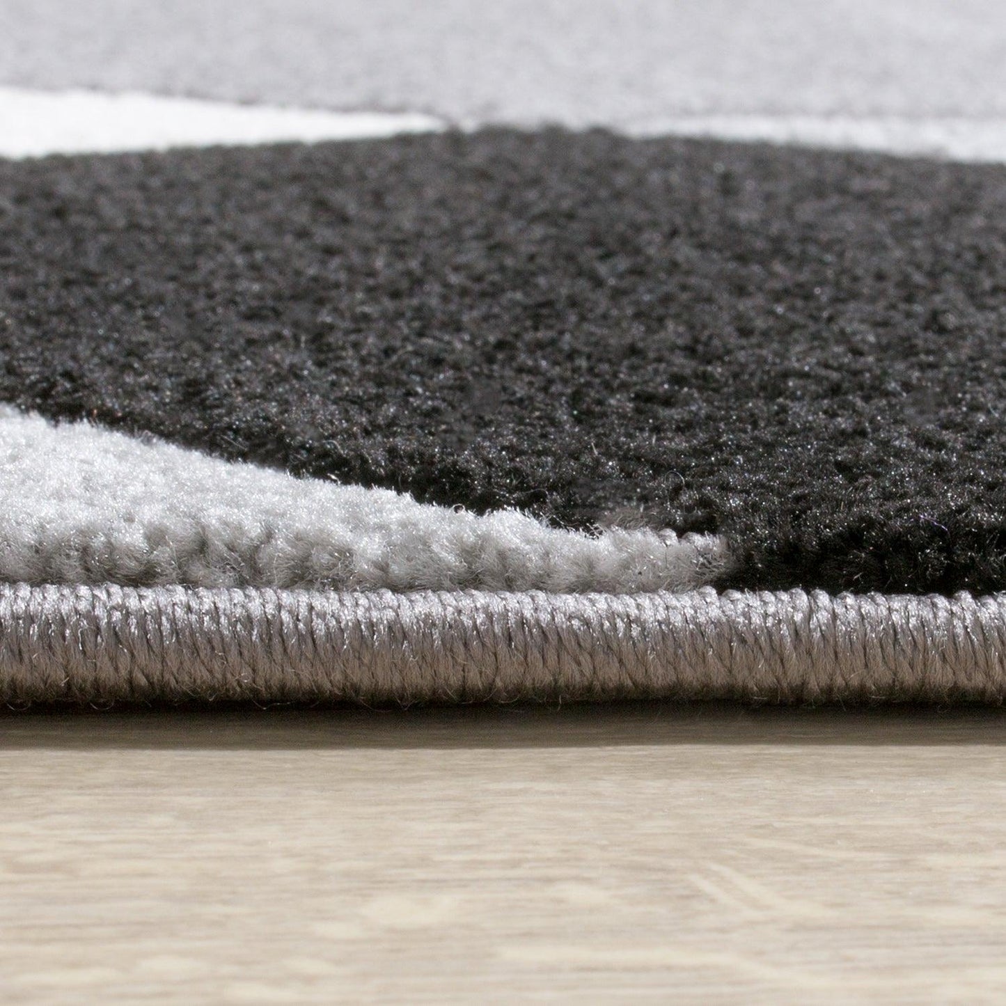 Area Rug Madeira Abstract Curved Pattern - Black White