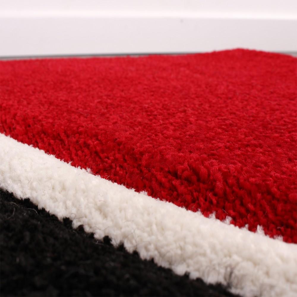 Area Rug Madeira Checkered with Contour Cut - Grey Red