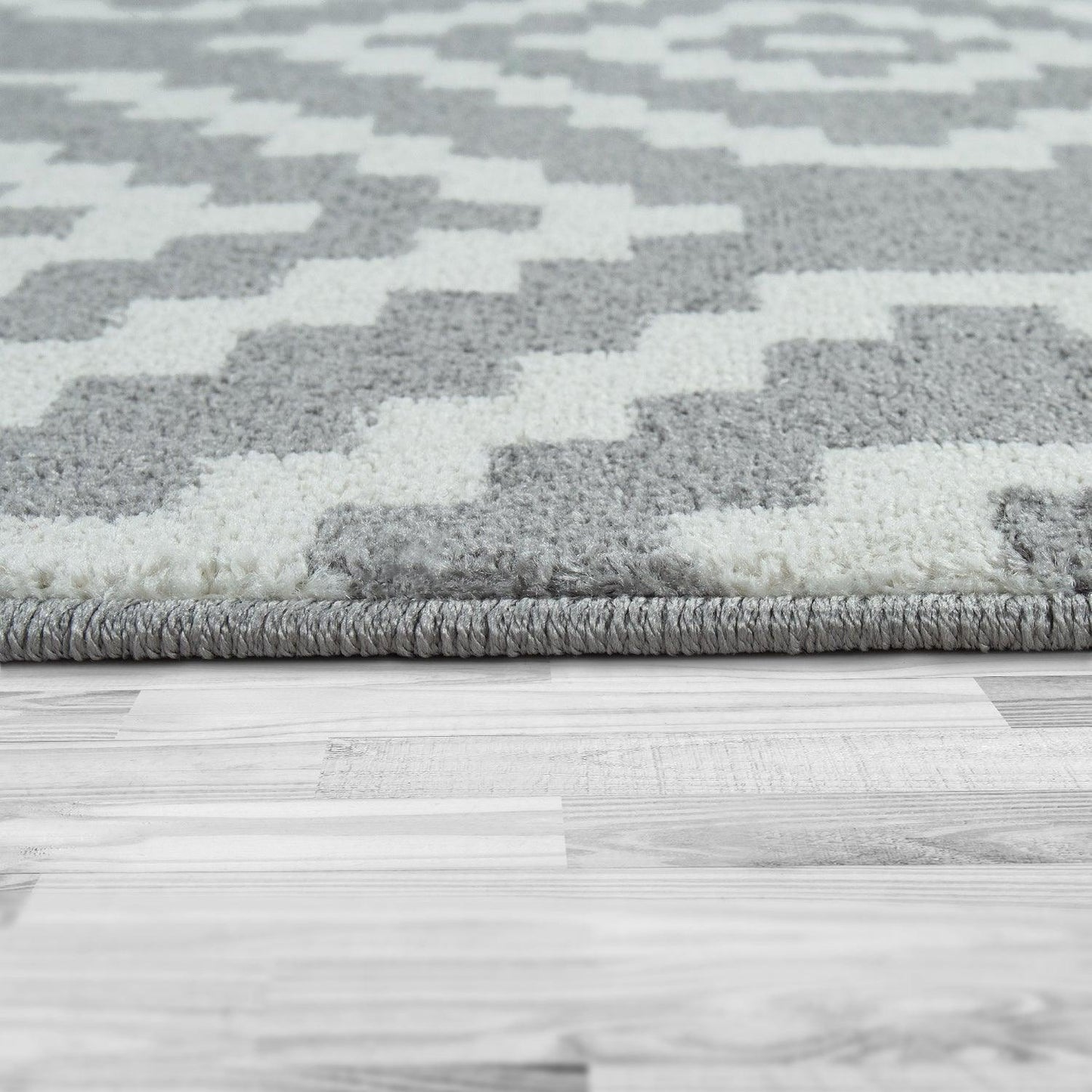 Area Rug Stella Moroccan Diamond Pattern - Pastel Grey White
