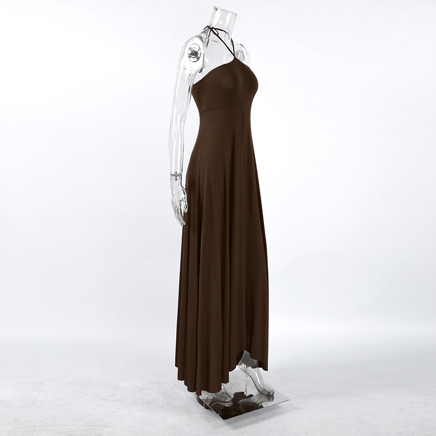 Halter-neck Sleeveless Strapless High Slit Dress