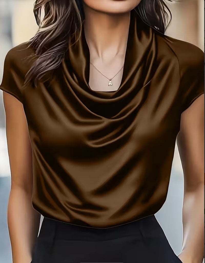 2026 Women's New Swinging Collar Pendant Short Sleeve Top Casual Versatile Shirt