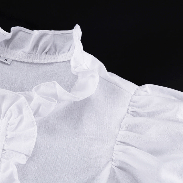 White Ruffled Linen-Blend Two-Piece Co-ord Set