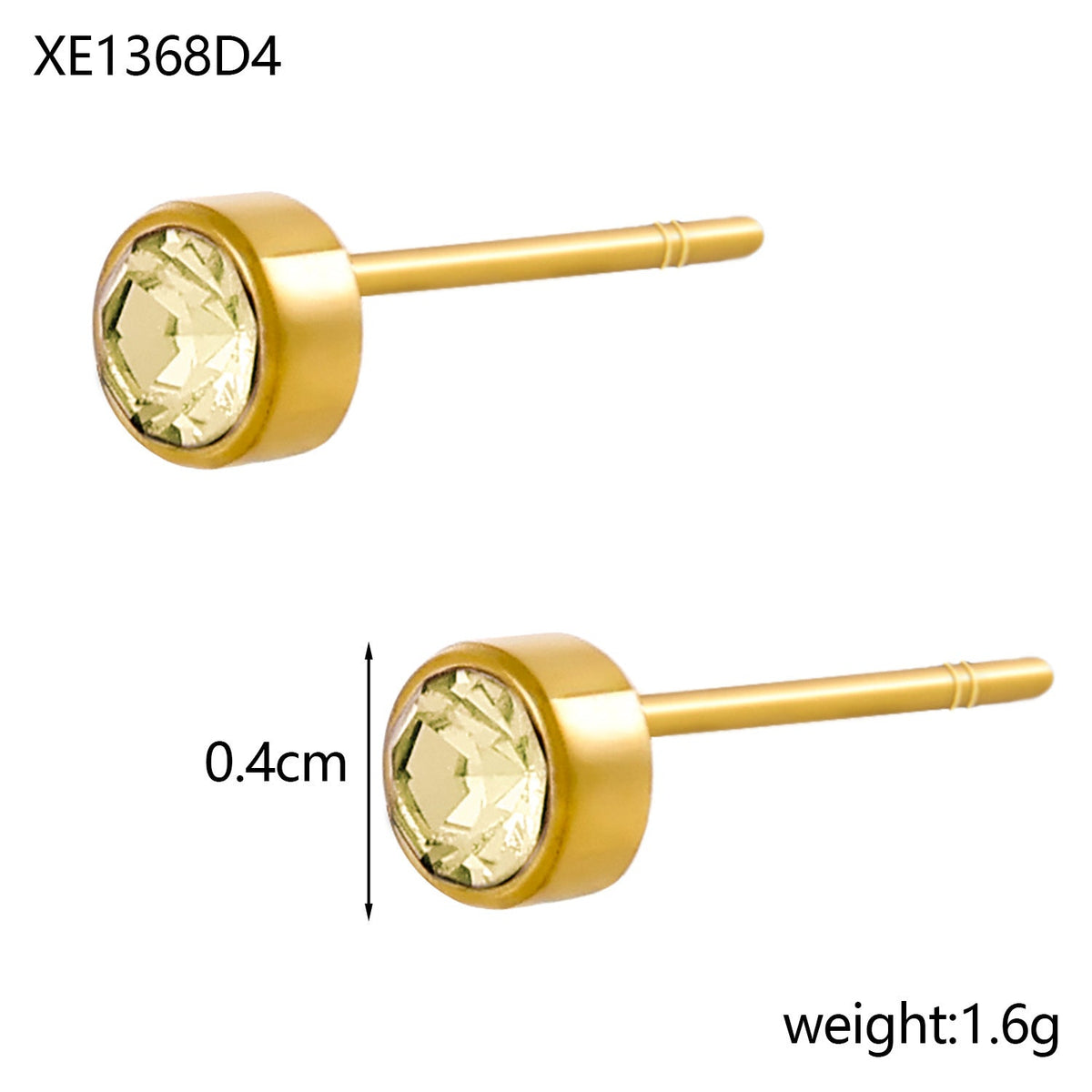 Stainless Steel Gold-plated Birthday Stone Constellation Diamond Bone Nail