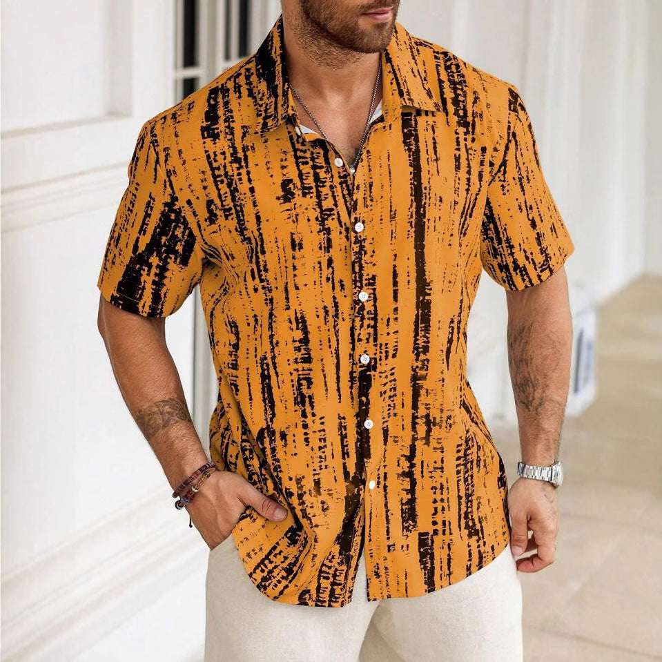 New European And American Summer Casual Anti-wrinkle 3D Printed Men's Short Sleeve Shirt
