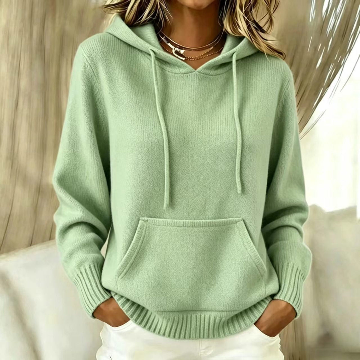 2026 Women's New Knitted Hoodie, Casual Pullover Sweater Top With Pockets