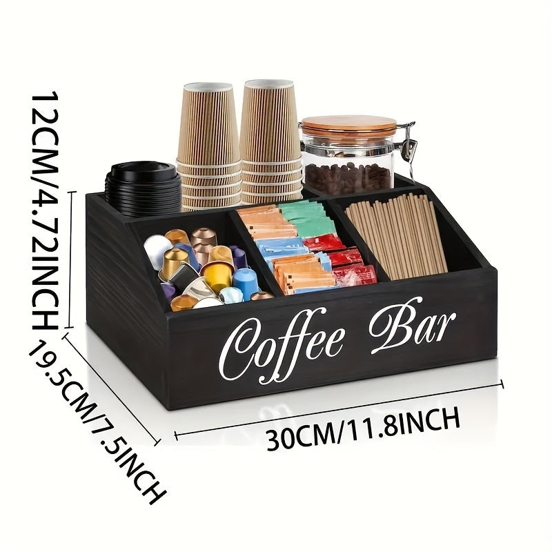 Coffee Bar Organizer - Rustic Wooden Nespresso Pod Holder, Declutter Your Kitchen Countertop or Office