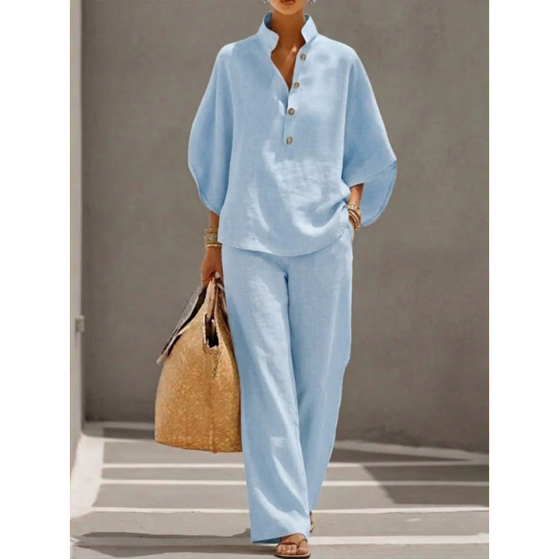 2026 New Women's Autumn Shirt Set Solid Color Leisure Urban Commuter Set