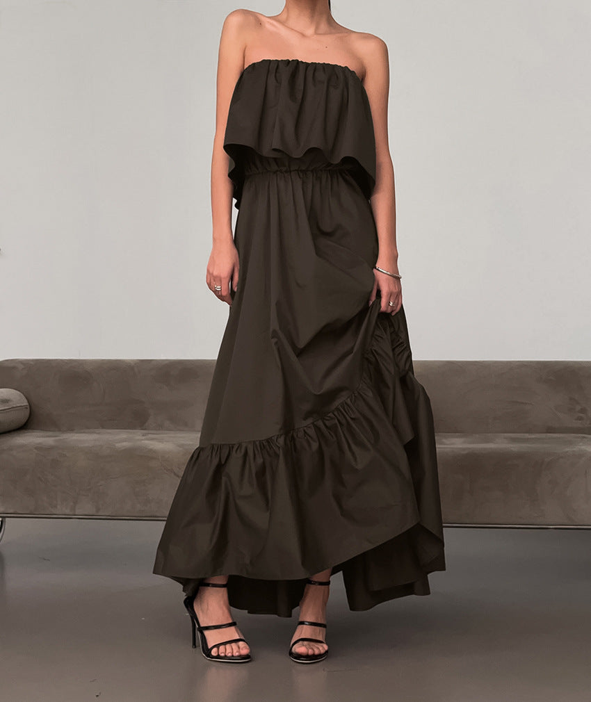 Fashionable Ruffled Strapless Dress