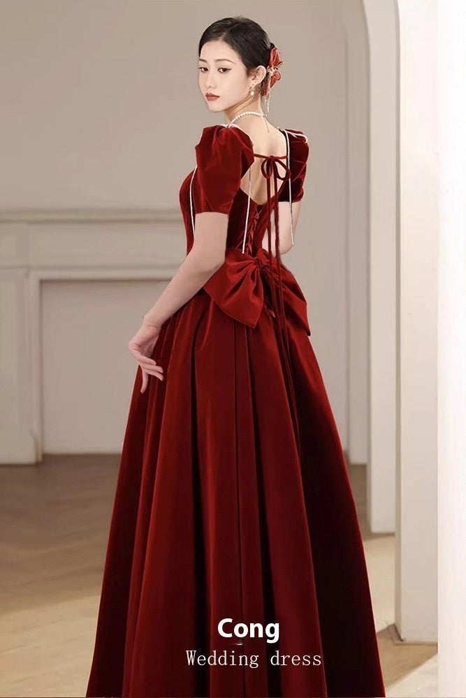 Toast Bride Red Velvet Wedding Dress