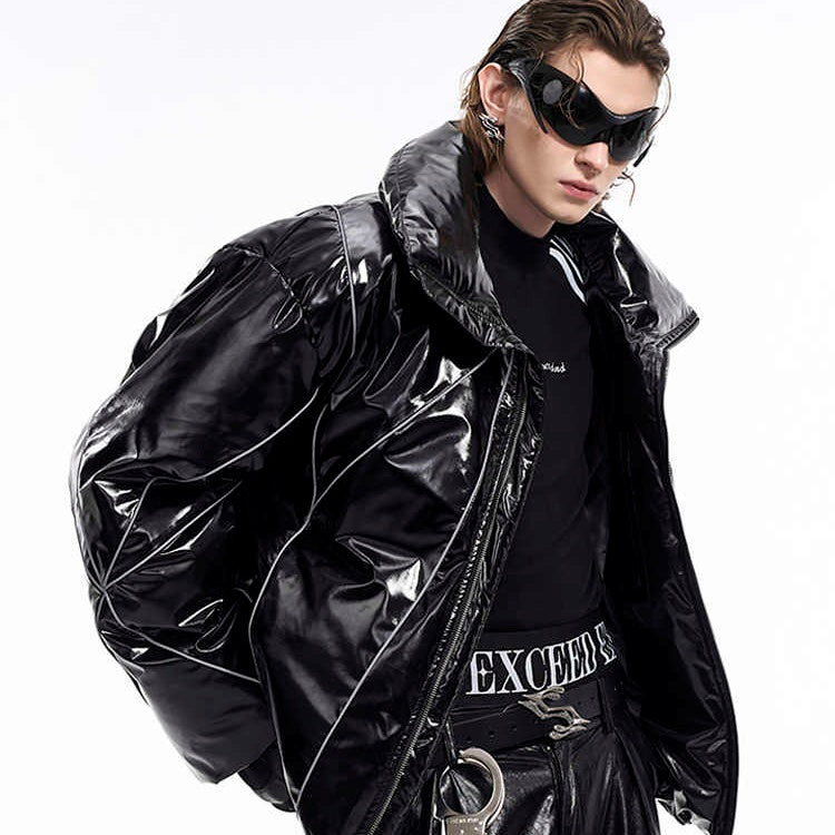 Men's Winter Reflective Line Bread Coat Thickened