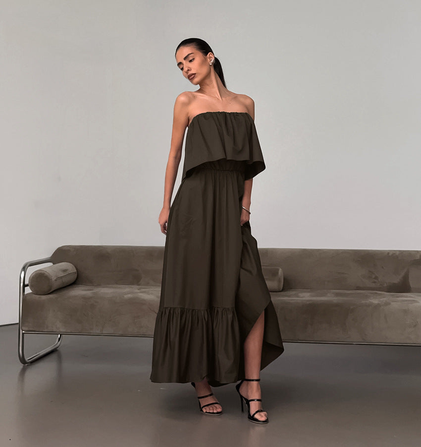 Fashionable Ruffled Strapless Dress