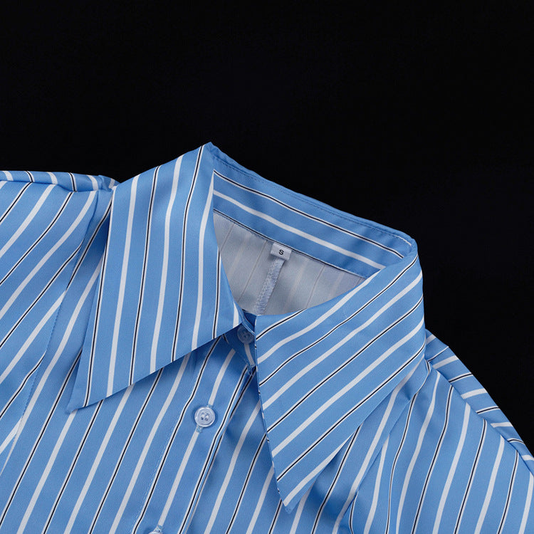 Commuter Long-sleeved Black Tie Shirt With Irregular Hem