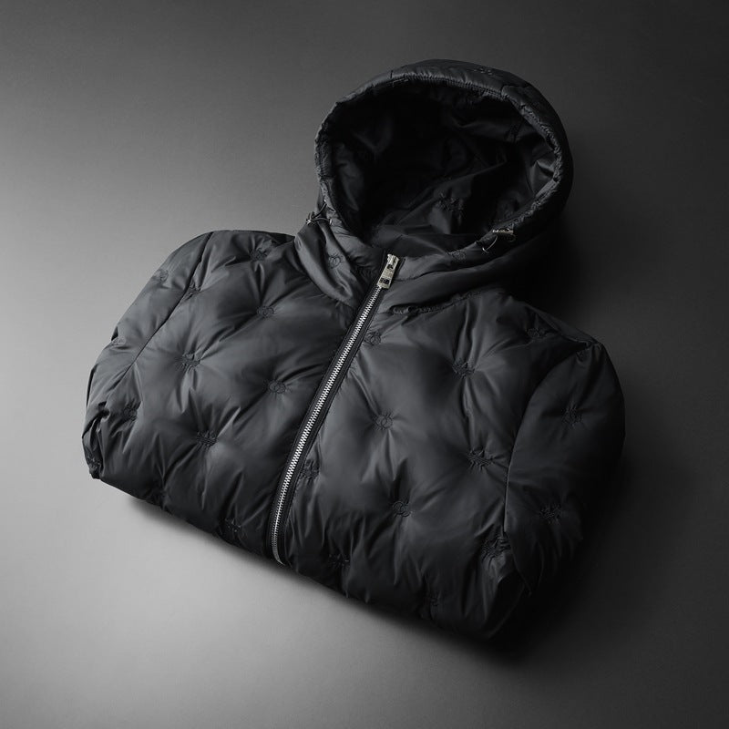 Embroidered Down Men's Plus Size Hooded Casual Down Jacket