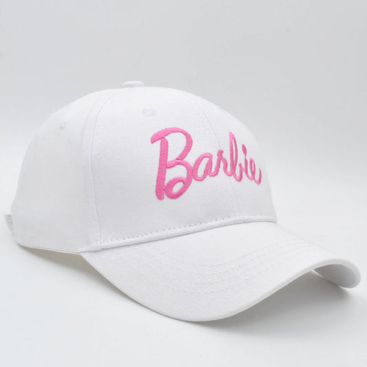 Cross-border new Barbie Barbie pink hard top baseball cap ins Korean version of cute embroidery curved eaves cap wholesale