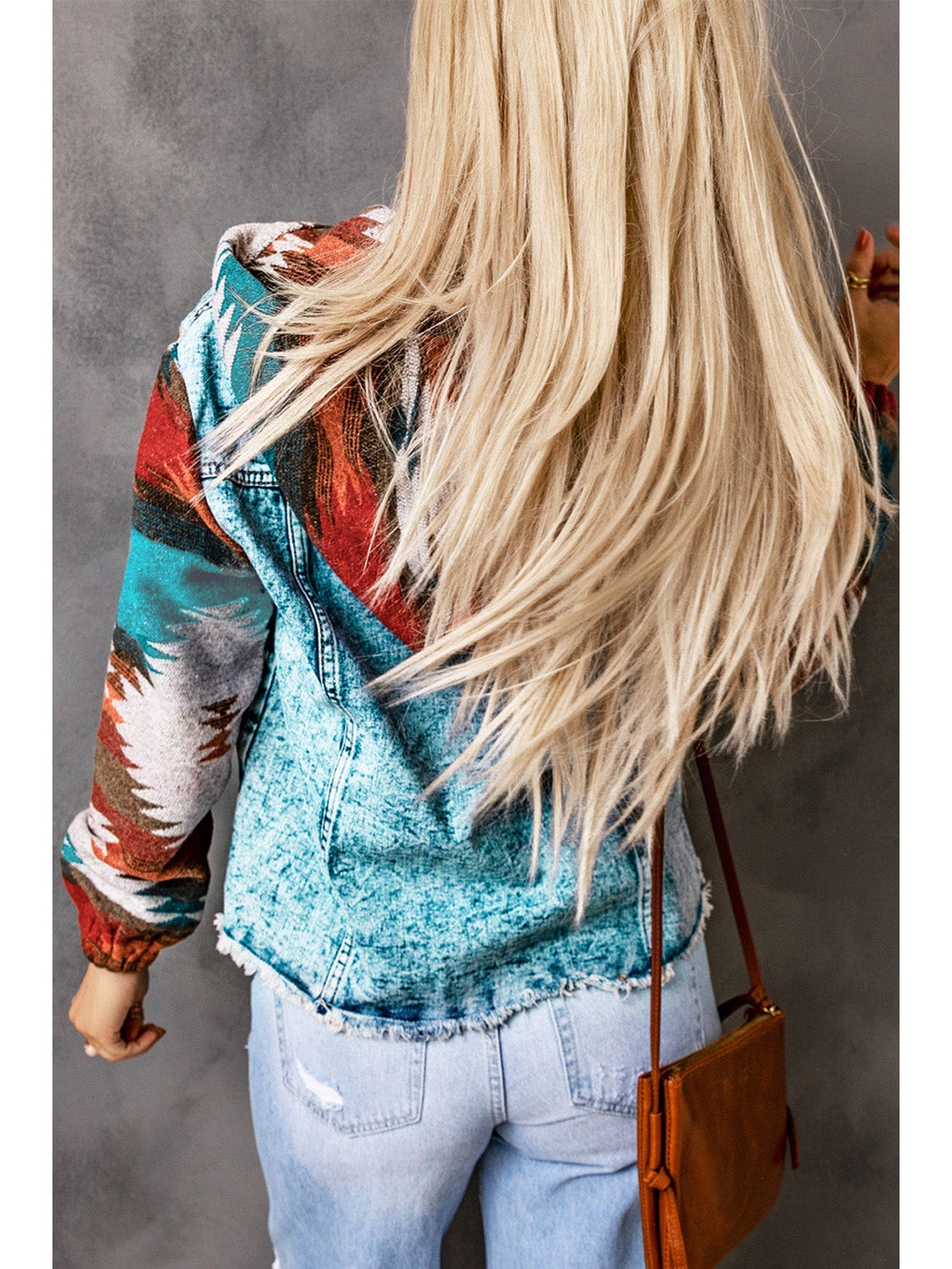 Women Drawstring Hooded Pocketed Denim Jacket