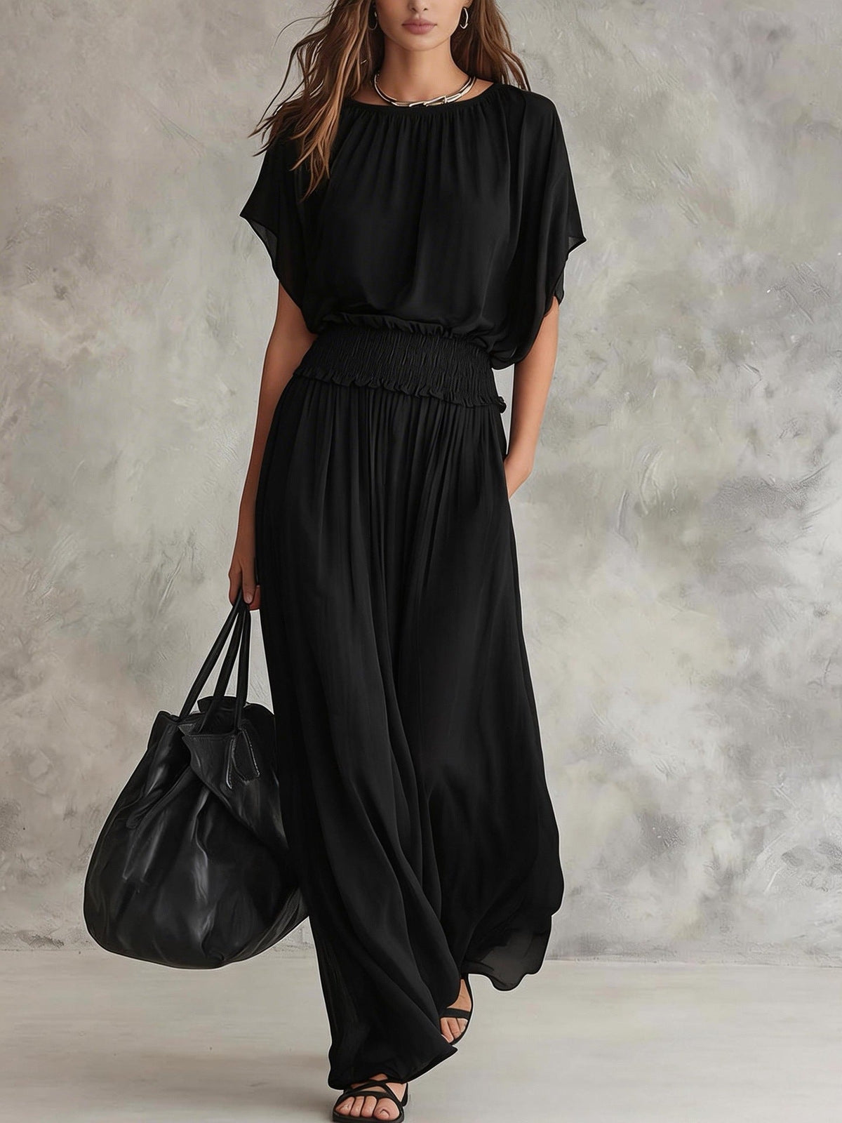 2026 Summer European Style Slim Waist Elegant And Precise Long Dress Set