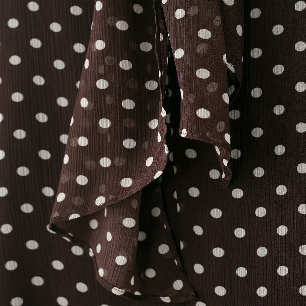 Polka Dot Long-Sleeve Shirt With Bow
