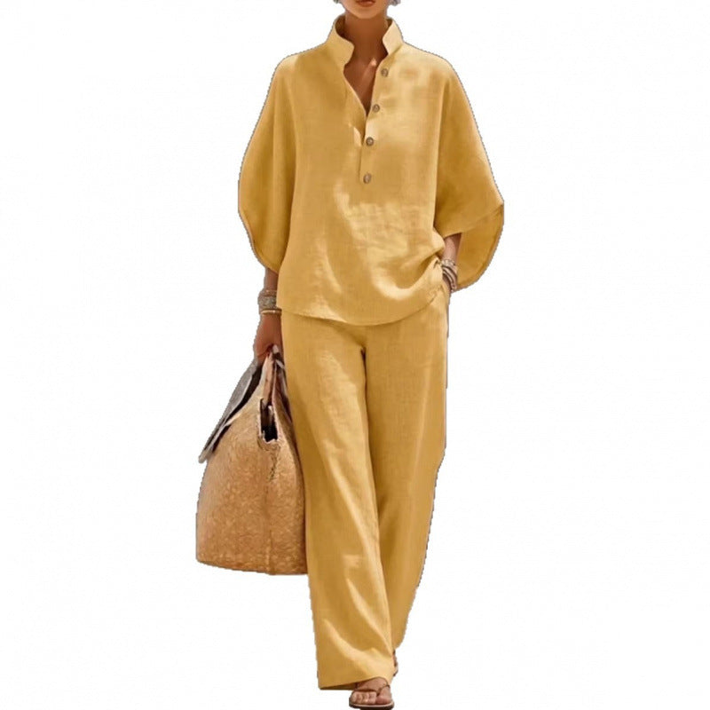 2026 New Women's Autumn Shirt Set Solid Color Leisure Urban Commuter Set