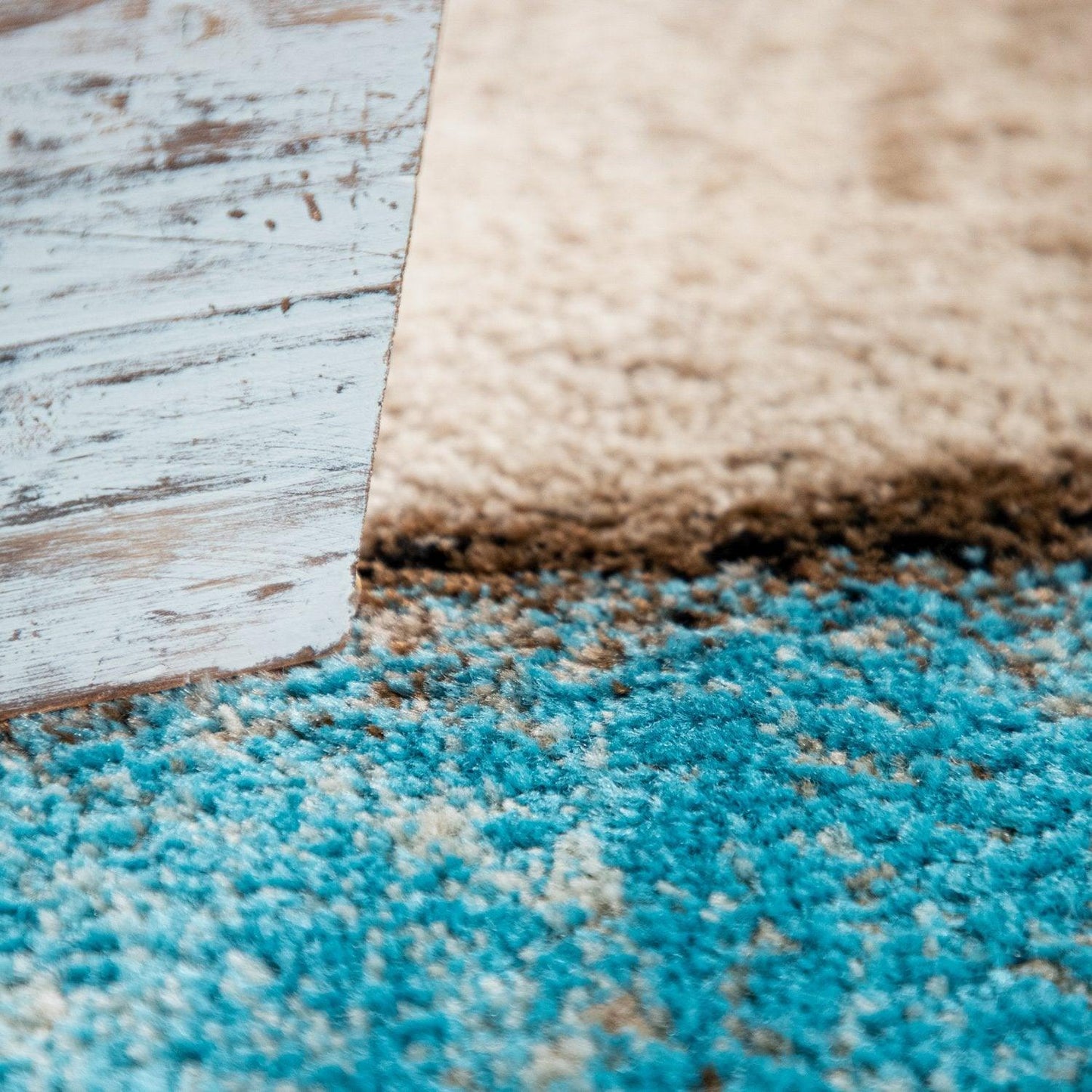Beige Blue Area Rug Modern Geometric Pattern Low-Pile