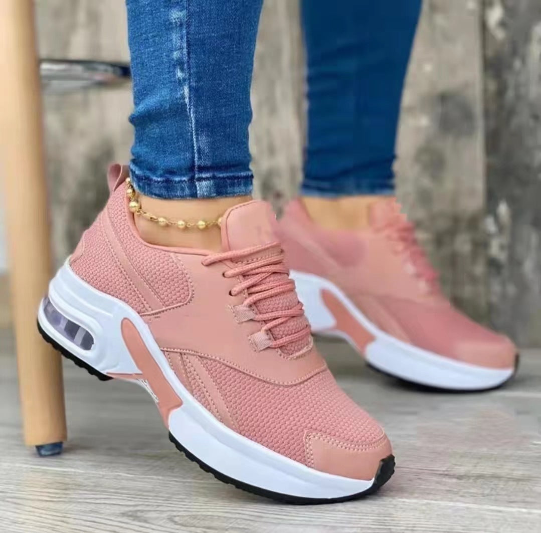 Fashion Round Toe Mid Heel Lace Up Shoes