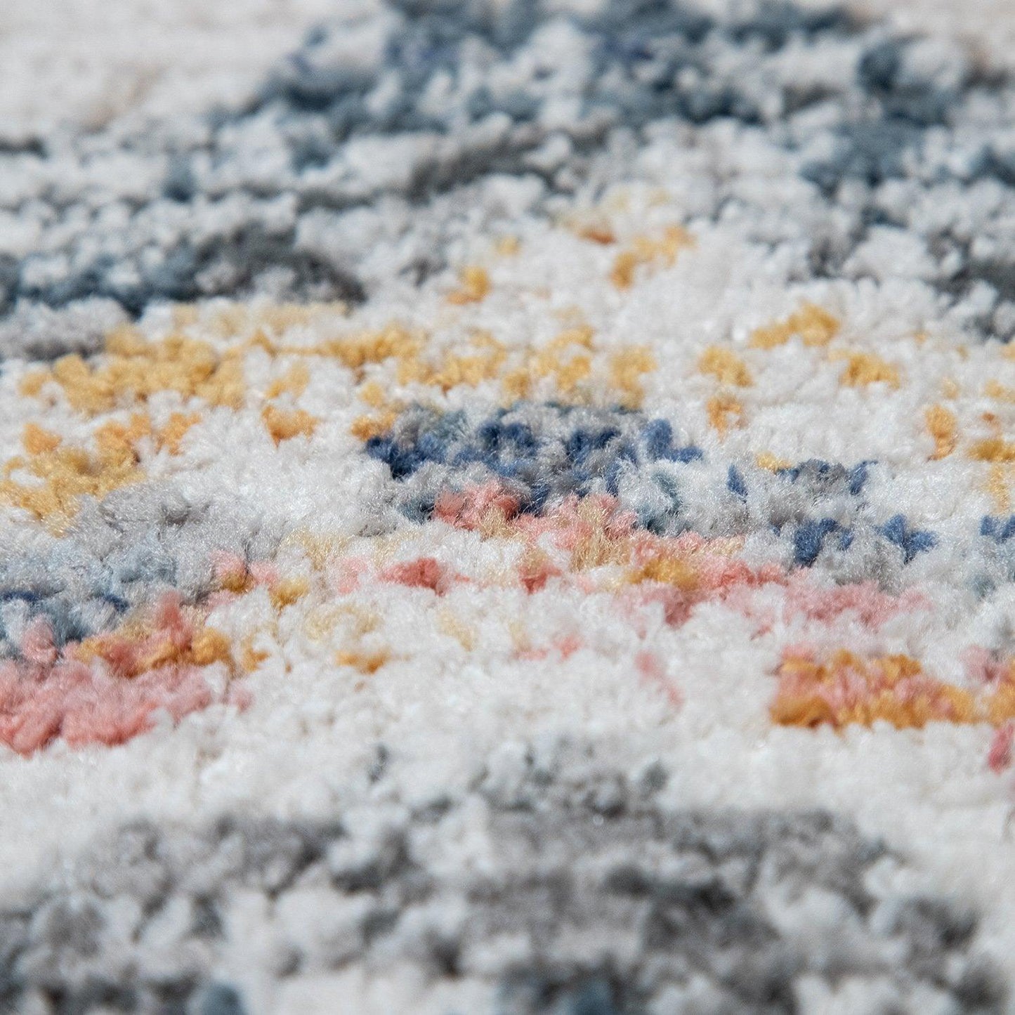 Boho Rug Cream Ethnic Diamond Pattern Unique Design Ripped