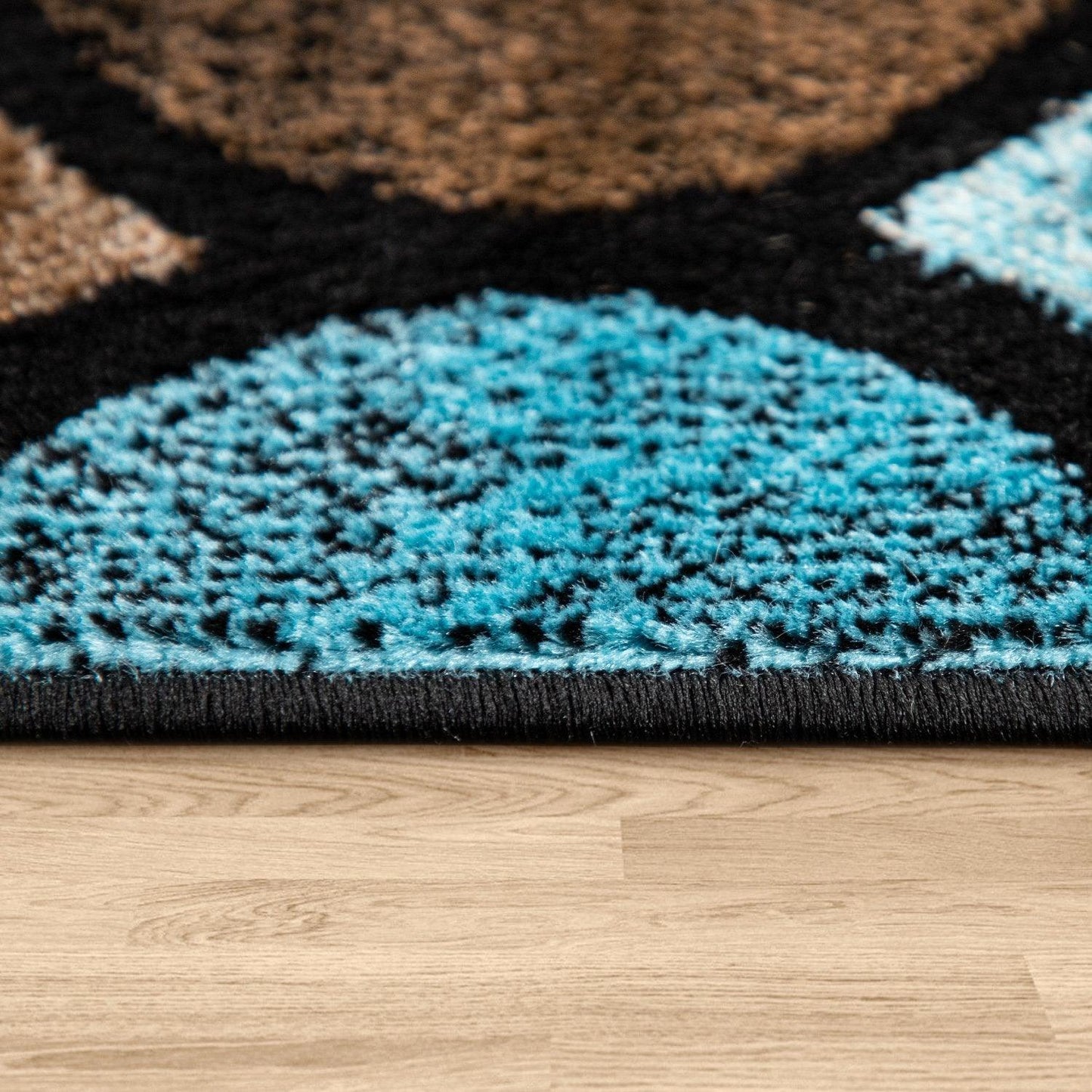 Brown Blue Area Rug for Living Room Moroccan Pattern
