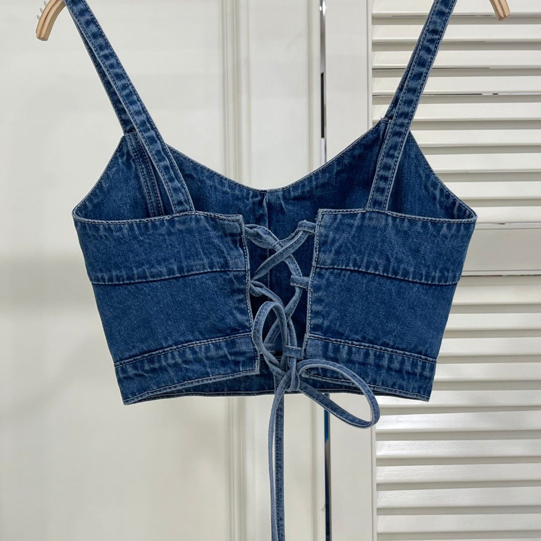 Versatile Short Denim Suspender Tank Top For Women