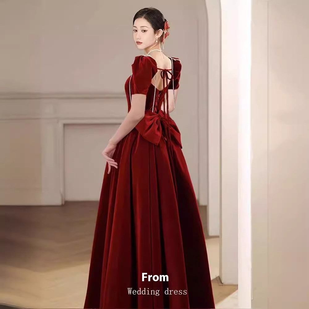 Toast Bride Red Velvet Wedding Dress