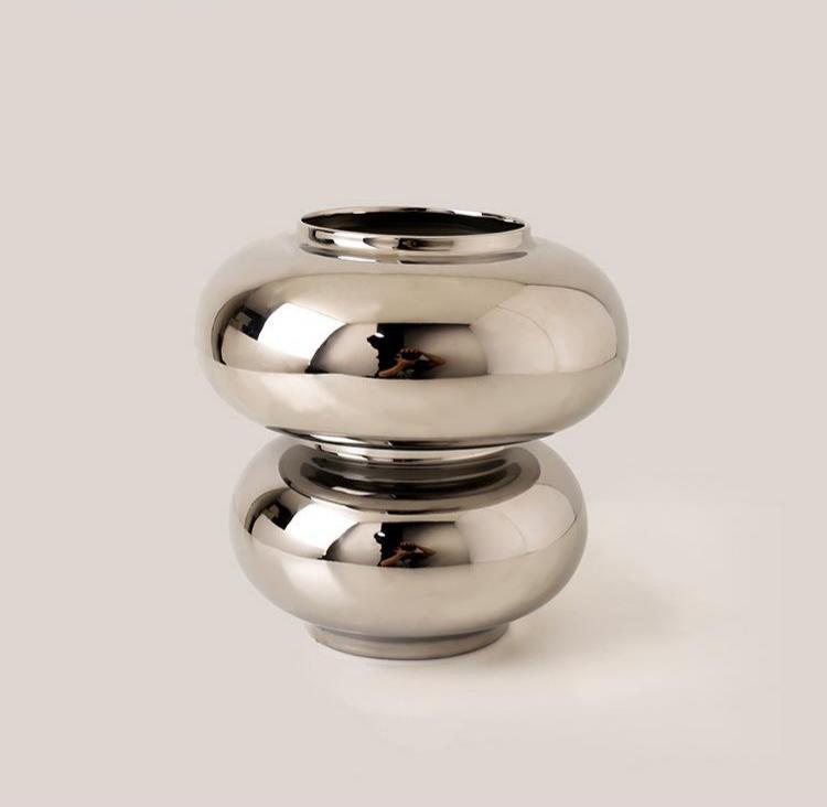 Donut Vase Ceramic Silver Plated Mirror