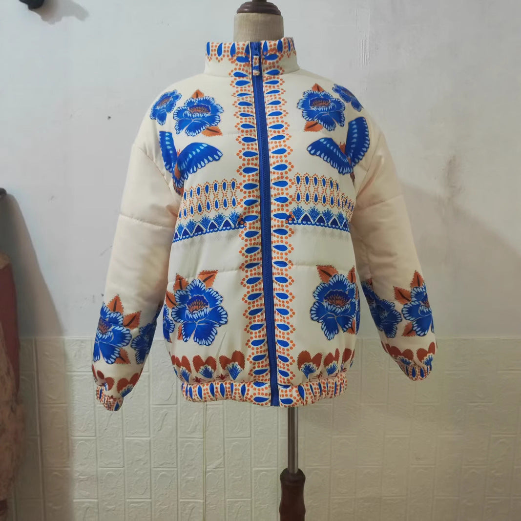 Women's Fashion Positioning Pattern Print Cotton-padded Jacket