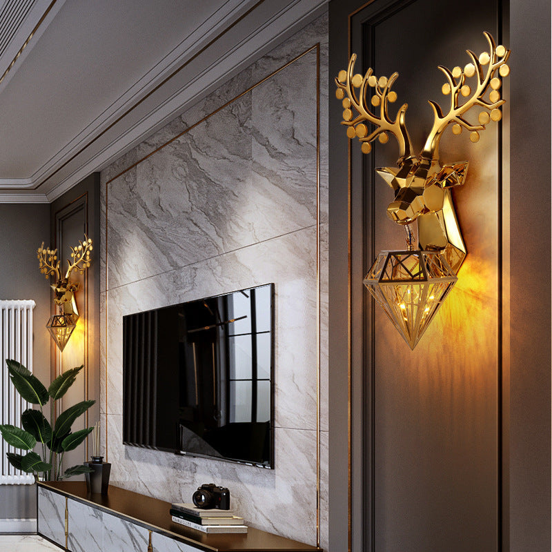 Deer Head Wall Lamp Creative Personalized Antlers