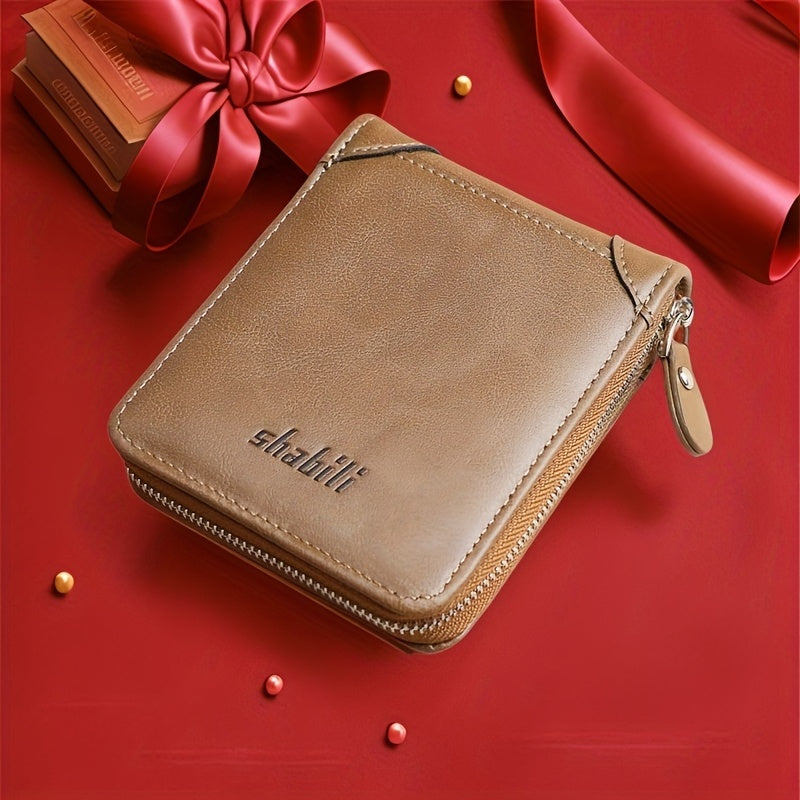 Fashionable Men's Wallet, Short Casual, Retro Zipper Youth European And American Fashion Wallet, Large Capacity, Super Practical