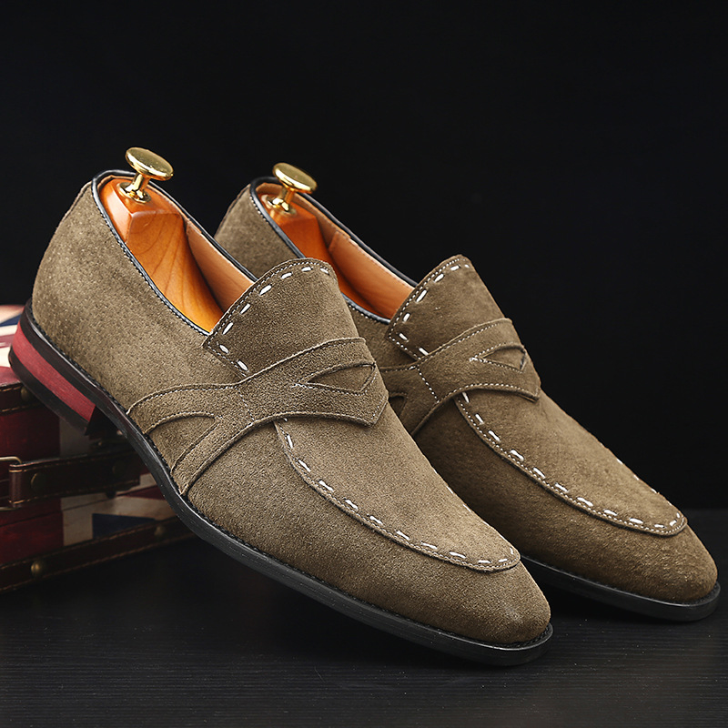 Pointed Toe Frosted Leather Shoes