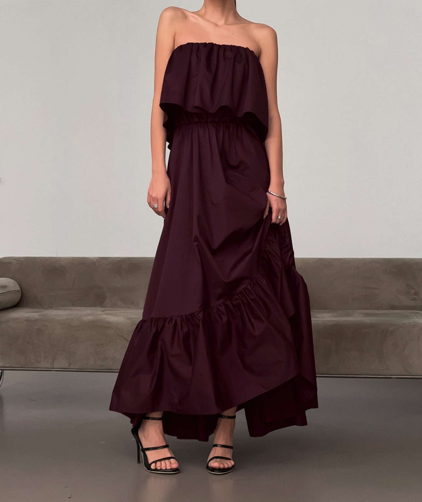 Fashionable Ruffled Strapless Dress
