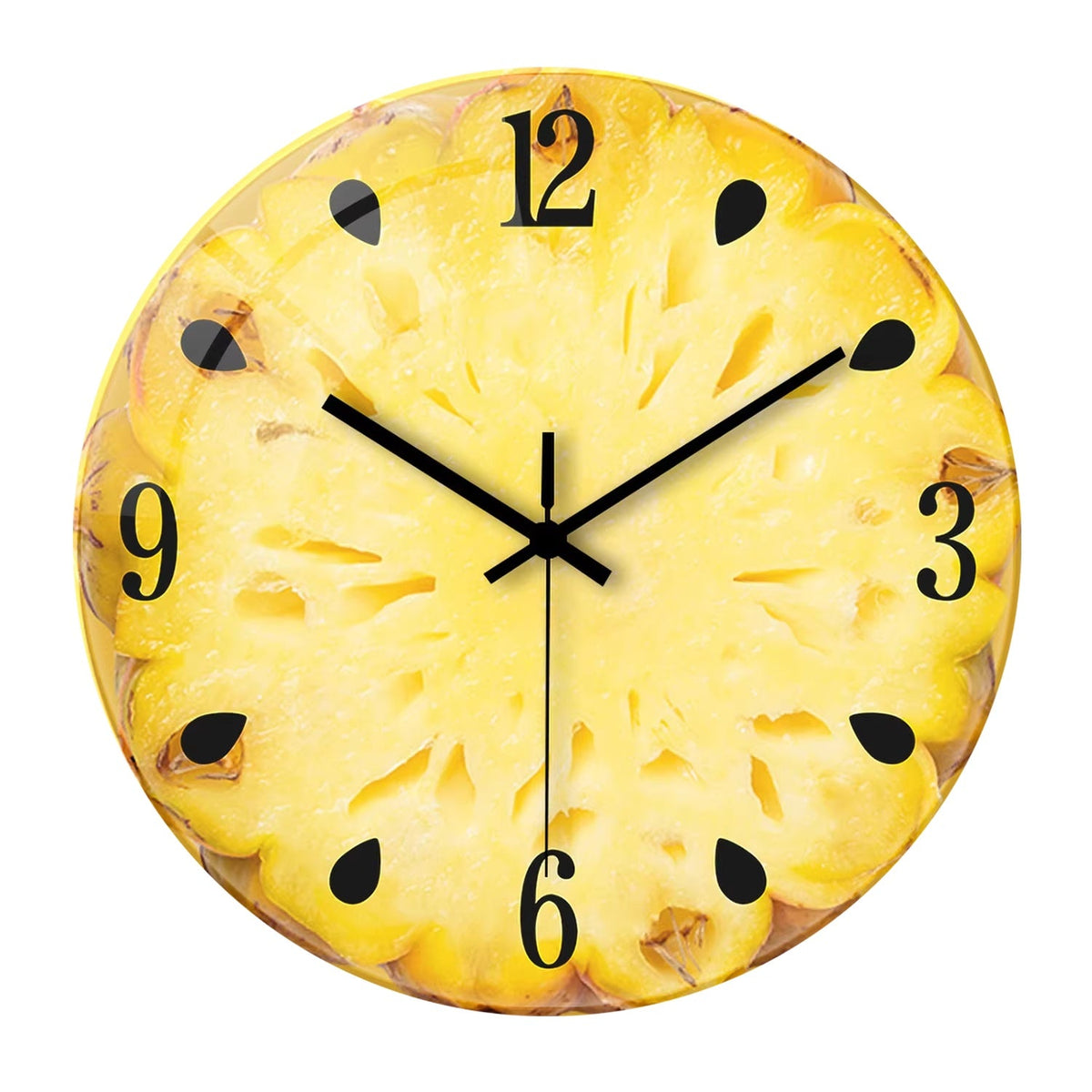 Fruit-colored Quiet-design Creative Glass Wall Clock Quartz Wall Clock