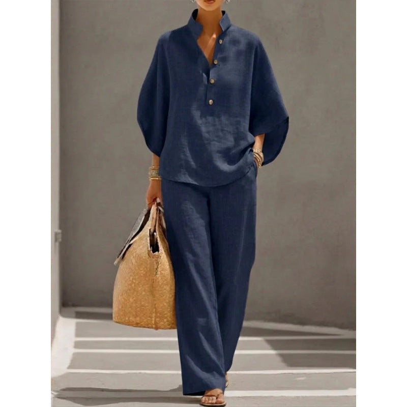 2026 New Women's Autumn Shirt Set Solid Color Leisure Urban Commuter Set