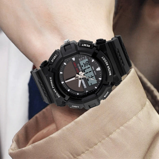 Time beauty personality solar watch fashion electronic double display waterproof outdoor sports men's watch student watch
