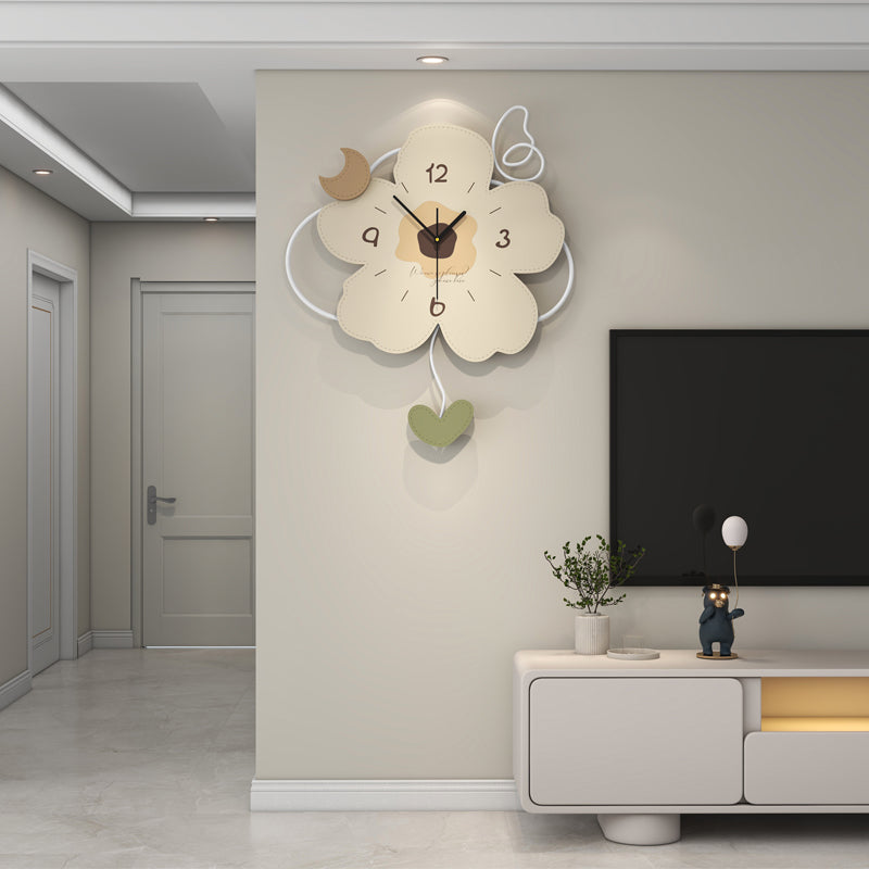 Cute Flower Shaped Wall Clock Modern Decorative Home Bedroom Decor