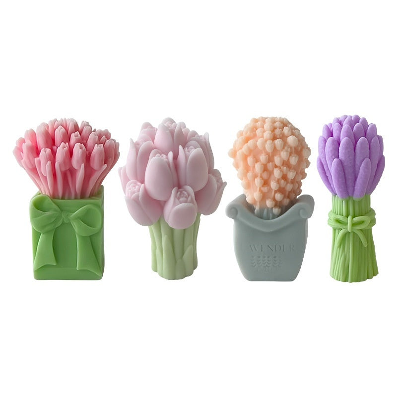 Tulip Bouquet Aromatherapy Candle Silicone Mold Handmade Diy Plaster Epoxy Ornaments